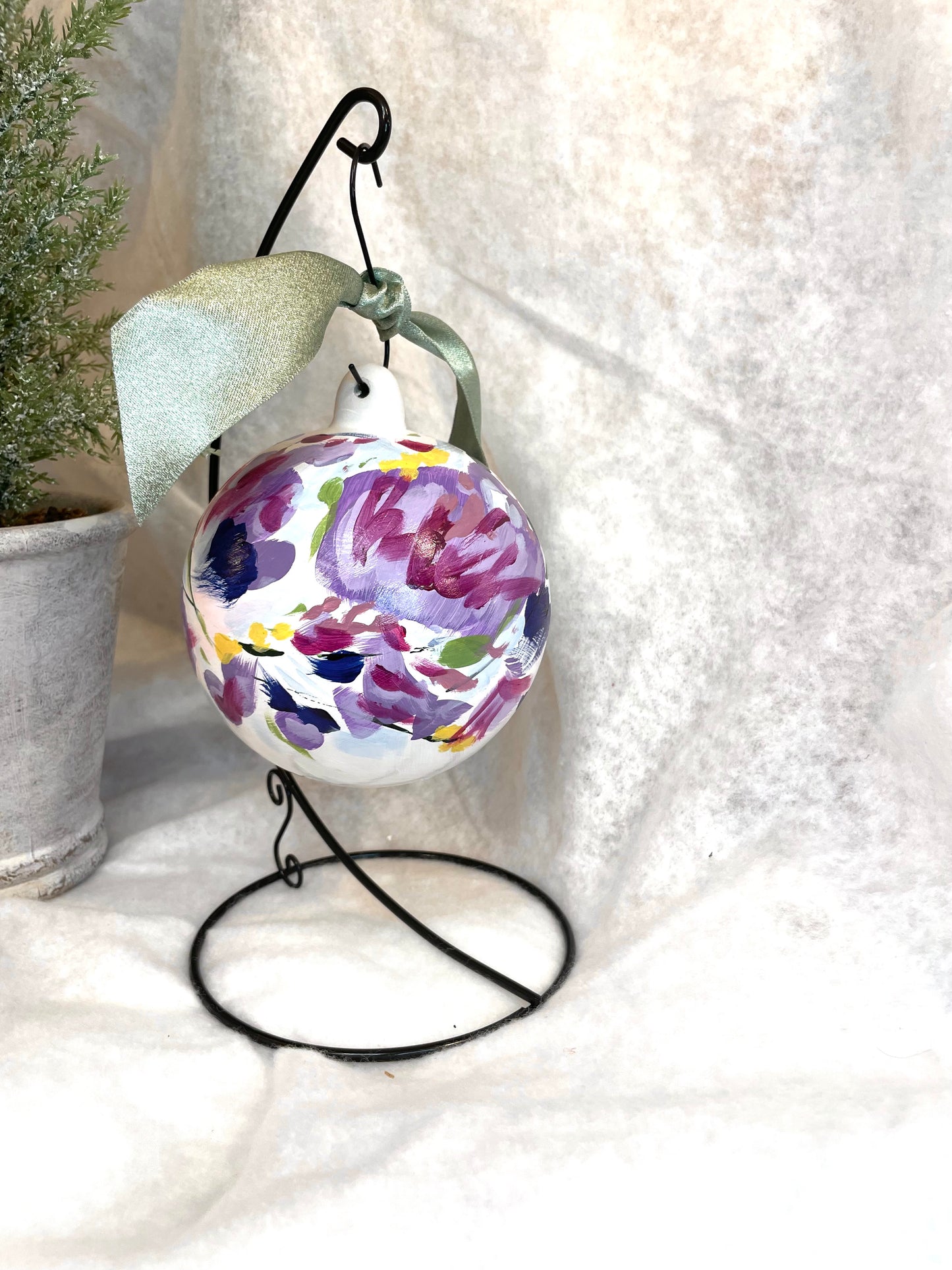 Purple Floral Porcelain Ornament