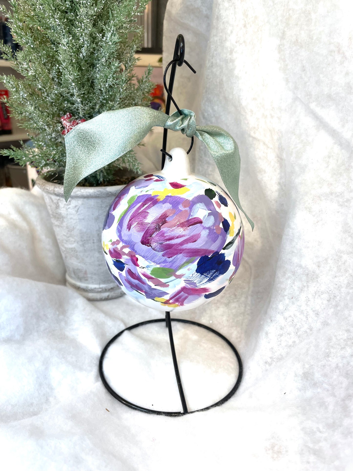 Purple Floral Porcelain Ornament